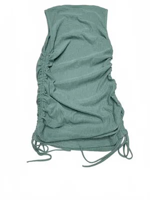 Sleeveless Ruched Drawstring Dress in Sage Green thumbnail 2