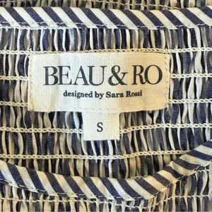 Beau & Ro The Margot Dress Navy White Stripe Small Smocked Nautical Beach‎ Flowy thumbnail 11