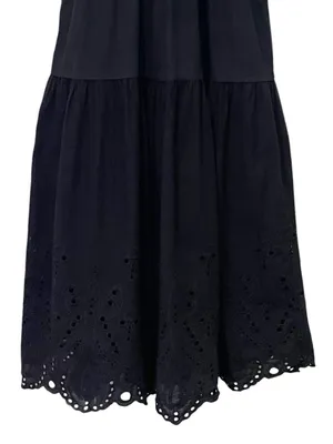 Baltic Born Annette Eyelet Tiered Midi Maxi Dress Black Sz L Puff Sleeve Cottage thumbnail 11
