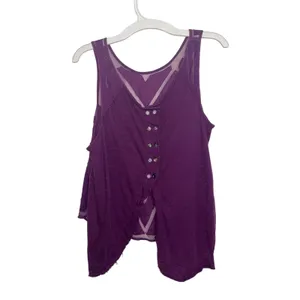 Free People Purple Ethereal Daze Ginger Tank M Sheer Mesh Fairycore Boho thumbnail 4