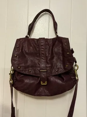 Rare MATT & NAT Vegan Burgundy Large Studded Crossbody Vintage Handbag Bag thumbnail 1