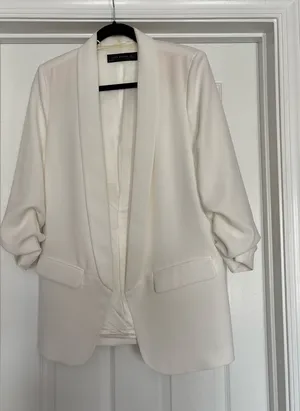 Zara Woman Longline Blazer — White, Size M thumbnail 1