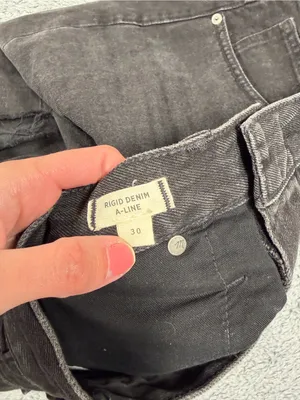 Madewell Black rigid denim a-line Button-Front Jean Mini Skirt 30 thumbnail 3