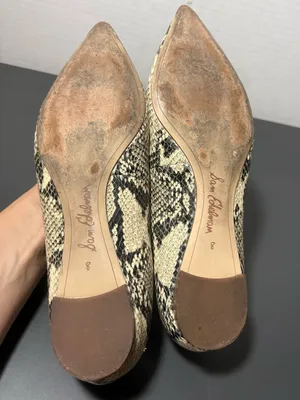 SAM EDELMAN Snakeskin-Print Pointed Toe Flats thumbnail 4