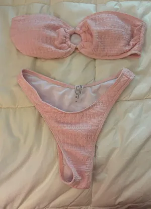 Shein Bikini Set Pink Strapless thumbnail 1