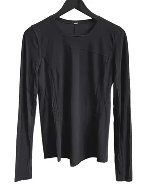 Lululemon Long Sleeve Top Women Black Athleisure Mesh Panel Crew Neck Activewear thumbnail 1