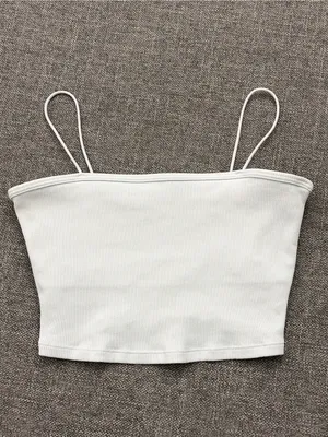 Alo Yoga White Goddess Ribbed Cropped Bandeau Bra Tube Top S thumbnail 4