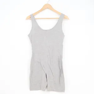 JNK Womens Heather Gray Cotton Spandex Sleeveless Romper Unitard Large thumbnail 4