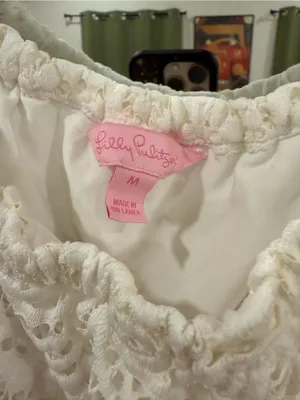 white off-the-shoulder lace eyelet ruffle top w flutter sleeves Lilly Pulitzer thumbnail 4