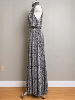 Alice + Olivia Snake Print Halter Maxi Dress Mock Neck Size 4 thumbnail 2