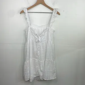 Altar’d State White Ruffled Strap Tired Dress cotton size Large thumbnail 2