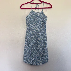 Reformation Tasha White Blue Floral Halter Top Mini Dress 4 thumbnail 3