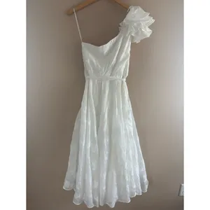 Lulus Sweet Definition White Burnout Ruffled One-Shoulder Midi Dress Size Large thumbnail 5