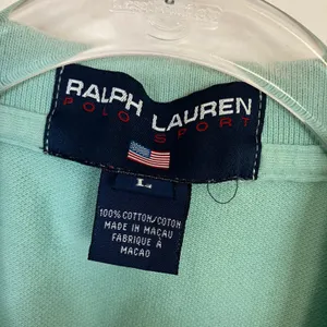 Ralph Lauren Mint Aqua Polo Shirt Short Sleeve 100% Cotton Womens Large thumbnail 4