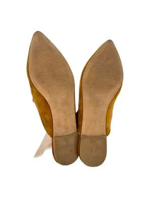 Steve Madden Finn Cognac Suede Chain Detail Pointed Mules Size 8.5 Quiet Luxury thumbnail 8