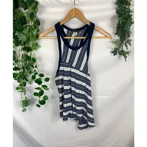 We the Free Tank White Blue Striped Asymmetrical Size Small thumbnail 2