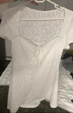 White Eyelet Lace Dress Cottagecore Graduation Summer thumbnail 7