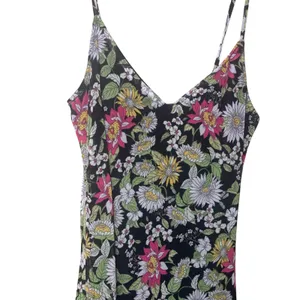 No Comment Women Maxi Dress M Black Floral Mesh Spaghetti Strap Boho Cinched Hem thumbnail 4