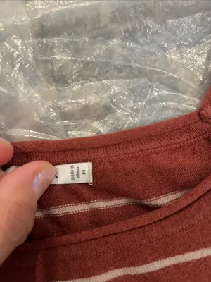 Pink Clover Rust and White Striped Crewneck Sweater size medium. thumbnail 10
