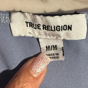 True Religion Pastel Blue Scoop Neck Crop Tank thumbnail 3