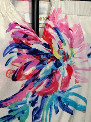 Yumi Kim Silk Strapless Floral Ruffled Dress in White, Pink & Blue Size XS thumbnail 8