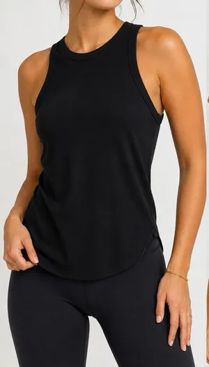 Lululemon Black Ribbed High Neck Tank Top Size 8 Athletic Yoga Basic thumbnail 1