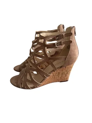 NINE WEST Beige Cage Wedges Sandals Size 7.5 thumbnail 8