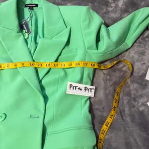 Express Double Breasted Blazer Women 10 Bright Green Longline Career Chic thumbnail 9