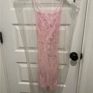 Formal Pink Sequined Embroidered Dress thumbnail 2