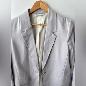H&M Blazer‎ Oversized Gray One Button Business Casual Jacket XS thumbnail 6