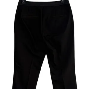 Zara Slim Straight Mid Rise Ankle Cropped Trouser Flat Front Pockets M Black thumbnail 5