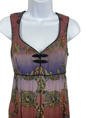 Vintage Y2K Asian Inspired Nicole Miller 2 Empire Waist Sleeveless Mini Dress thumbnail 2