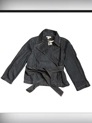 Madewell Denim Double-Breasted Crop Trench Coat Rinse Wash Rigid Size S NWT thumbnail 6