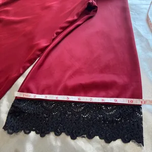 Satin Robe with Lace Trim Red Size M thumbnail 8