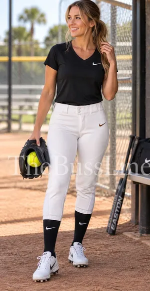 Nike Team Womens M White Softball Baseball Pants Reinforced Knee Belt Loop thumbnail 1