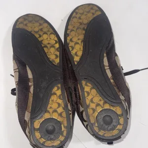 Coach Signature C Logo Canvas Brown Classic Patent Leather Sneakers Women's 9.5 thumbnail 7