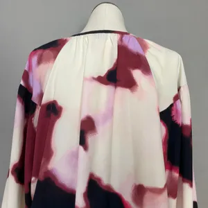 Nine West Blouse Watercolor Print Women XXL Abstract Keyhole Neck Long Sleeve thumbnail 8