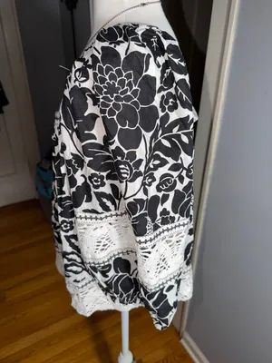 Rachel Zoe Black and White Floral Square-Neck Blouse thumbnail 6