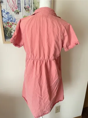 Pact Chambray Denim Mini Shirt Dress Pink Size XS thumbnail 7