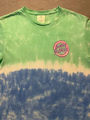 Simply Southern Blue Green Tie‑Dye Tee Small “Sunshine State of Mind” Jeep thumbnail 3