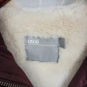 Asos Womens Coat Size 2 Purple Fleece Lined Hooded Drawstring Waist Anorak Coat thumbnail 14