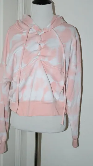 Free People Movement Tie Dye Believer Lace Up Sweatshirt Hoodie Peach Size S thumbnail 1