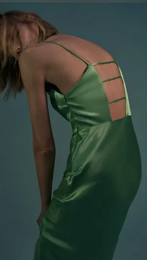 ZARA Dress emerald green Slip Midi Satin Effect Maxi Wedding Party thumbnail 7