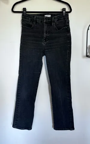Good American Black Straight Leg Denim Jeans Size 4/27 thumbnail 1