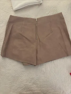 Kendall + Kylie Women's Taupe Faux-Leather Skort thumbnail 3