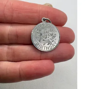 Vintage Elco Sterling Silver Happy Birthday Musical‎ Note Charm Pendant 2.99g thumbnail 5