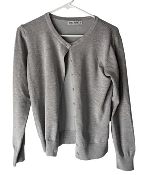 Grace Karin Womens Cardigan‎ Sweater Gray V Neck Button Front Knit Preppy Medium thumbnail 1