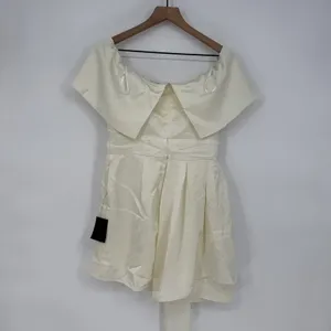 Lulus Always Celebrating Ivory Satin Off-The-Shoulder Mini Dress Size‎ M thumbnail 10