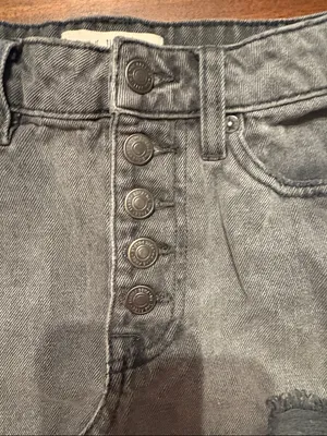 We The Free Washed Gray Distressed Button-Front Mini Skirt thumbnail 3