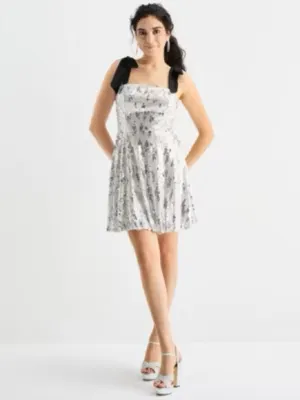 by&by Tie Shoulder Square Neck Sleeveless Sequin Fit + Flare Dress thumbnail 2